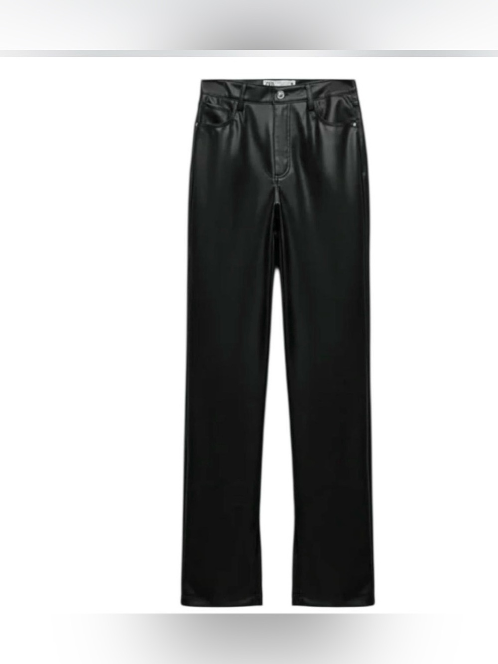ZARA Black Split-Hem Bottom Faux Leather Straight Pants Size 4